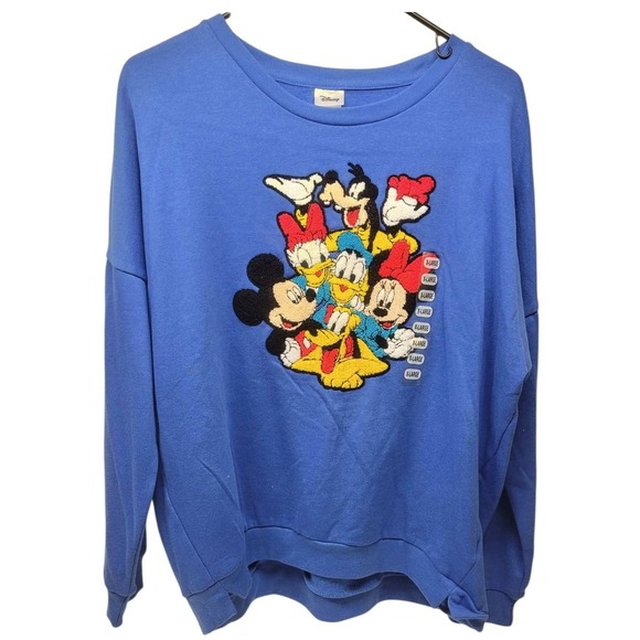 Disney Mickey & Friends Blue Sweatshirt + BONUS Disney 3 Sock Bundle – XL Top - Picture 2 of 3